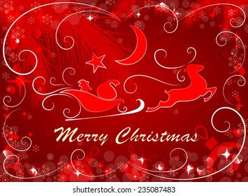 red Christmas background, vector illustration