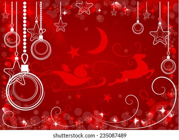 red Christmas background, vector illustration