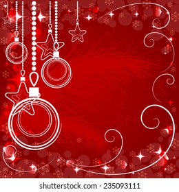 red Christmas background, vector illustration