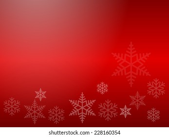 Red Christmas Background Vector with Snowflakes