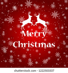Red christmas background. With white deer