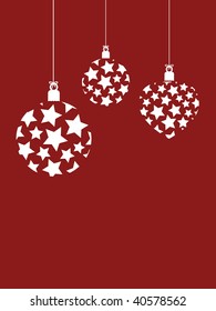 red christmas background with white hanging decorations