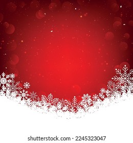 Red Christmas background with white snowflakes frame