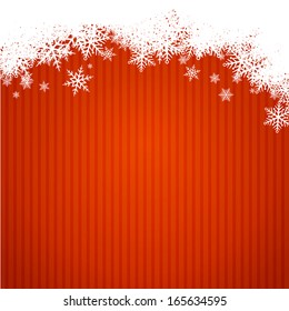 red christmas background width snowlake. new year card.