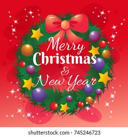 red christmas background with wreath