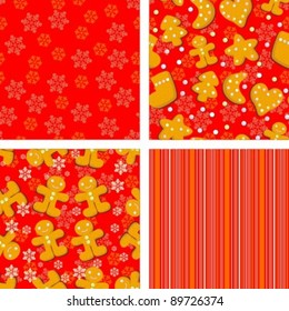 red Christmas backgrounds with ginger biscuits for design