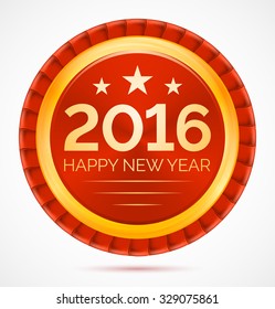 Red christmas badge 2016 happy new year. Vector illustration