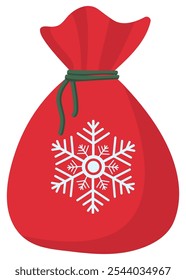 Red Christmas bag flat icon isolated on white background.