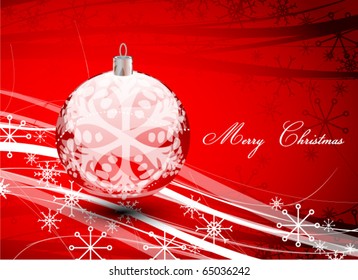 Red Christmas ball. Abstract holiday background