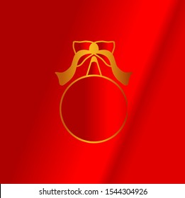 the red Christmas ball Accessories on red gradient background 