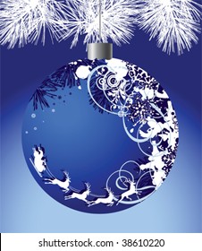 Bola de Natal Vermelha. Todos os elementos e texturas são objetos individuais. Escala de ilustração de vetor para qualquer tamanho.