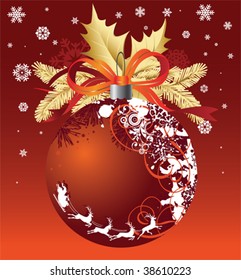 Red Christmas Ball. All elements and textures are individual objects. Vector illustration scale to any size.