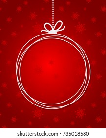 Red Christmas Ball background with paper snowflakes. Christmas card flake. Xmas invitations template. Vector illustration