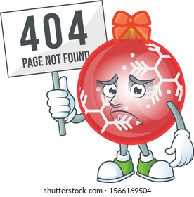 Red christmas ball cartoon with pouting bring board mascot