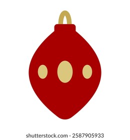 Red Christmas ball flat icon. Vector Flat design bauble,
