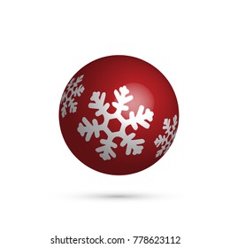 Red Christmas Ball. Happy New Year 2018. Christmas Toys