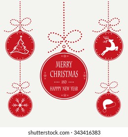 Red christmas ball isolated background