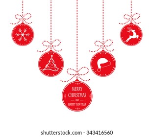 Red christmas ball isolated background