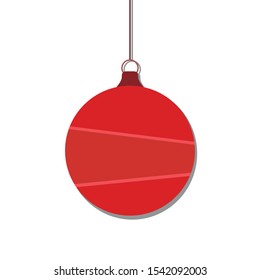 Red Christmas ball, isolated on white background. Vector illustration.