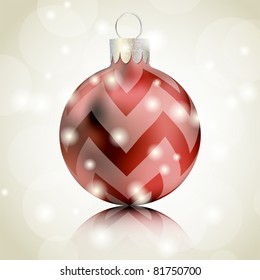 Red Christmas ball isolated on shiny background