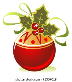 Red Christmas ball isolated on a white background.