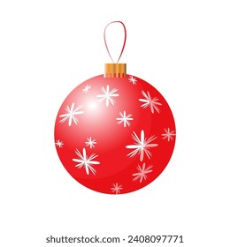 Balón de Navidad roja aislada. Ilustración vectorial de bola de Navidad.