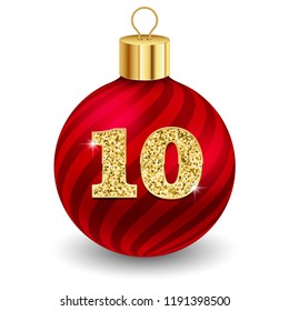 Red christmas ball with letter 10