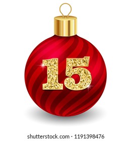 Red christmas ball with letter 15