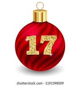 Red christmas ball with letter 17