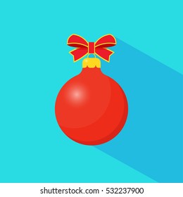 Red Christmas ball with long shadow