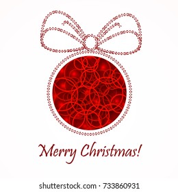 Red Christmas ball. New Year's background. Vector