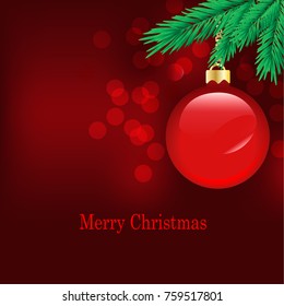 Red Christmas ball on red background