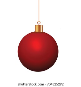 Red Christmas ball on white background. Vector