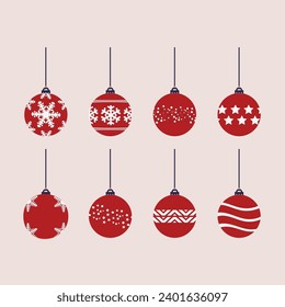 Vector de ornamentos de la bola de Navidad roja