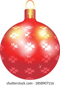 Red christmas ball with scandinavian pattern