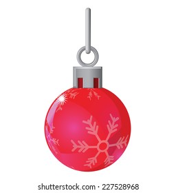 Red Christmas ball with snowflake design vector