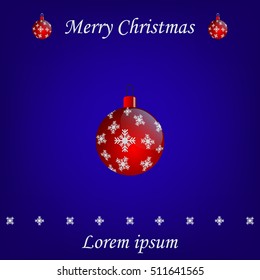 Red Christmas ball with snowflakes