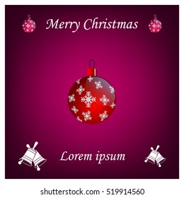 Red Christmas ball with snowflakes
