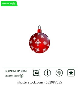 Red Christmas ball with snowflakes