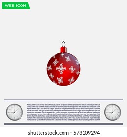 Red Christmas ball with snowflakes