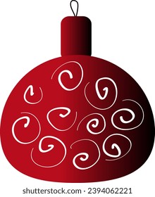 Red Christmas ball with swirls isolated on white background