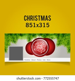 Red Christmas Ball and Christmas Typography for cover on social 