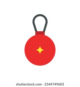 Red Christmas ball vector icon, Christmas decoration vector, happy new year celebration pack, for template or sticker vector design illustration. 
