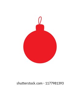 Red Christmas ball. Vector illustration. Design for logo, icon, printed products.