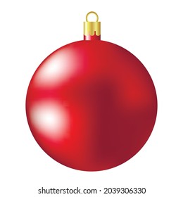 Ilustración 3d del vector de bola de Navidad roja. Aislado sobre fondo blanco.
