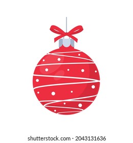 vector de bola de navidad roja con patrón blanco para celebración navideña