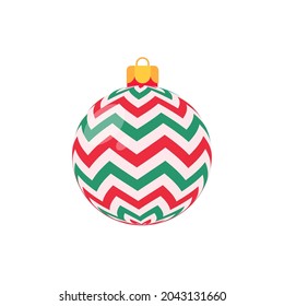 rote Weihnachtskugel, Vektorgrafik mit weißem Muster für Weihnachtsfeiern