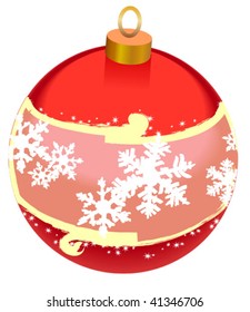 Red Christmas ball with white snowflakes