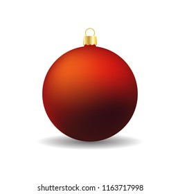 Red christmas ball,realistic vector isolated on white background.