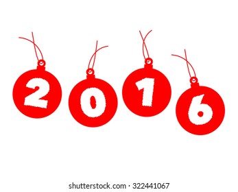 Red Christmas balls with 2016 in white